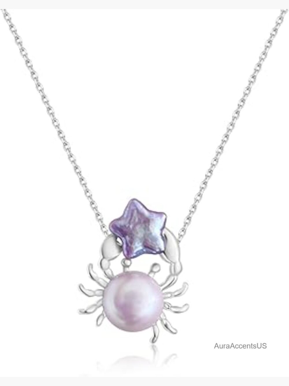 Natural Pearl Crab Pendant Necklace Baroque Choker 12mm 18" + 2.5" Extender